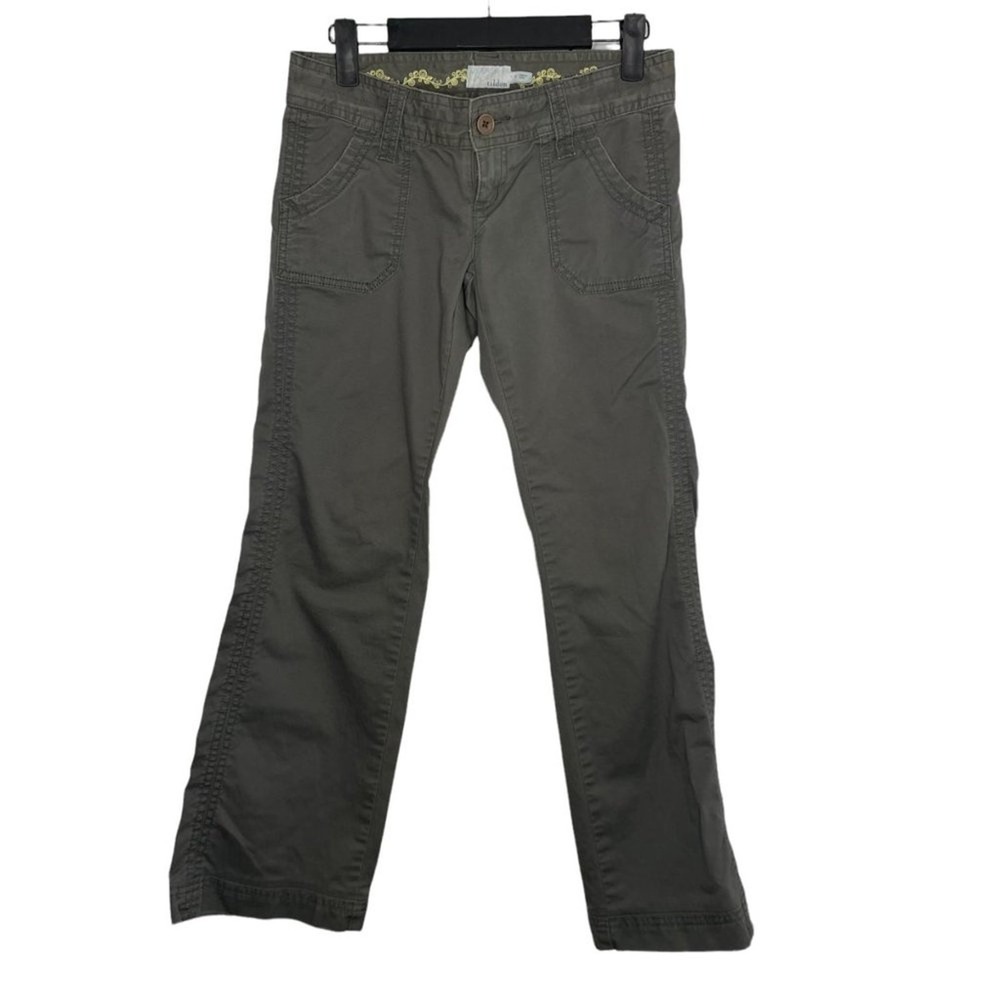 Tildon Olive Green Cargo Pants Low Rise Straight Leg Embroidered Waist Size 1